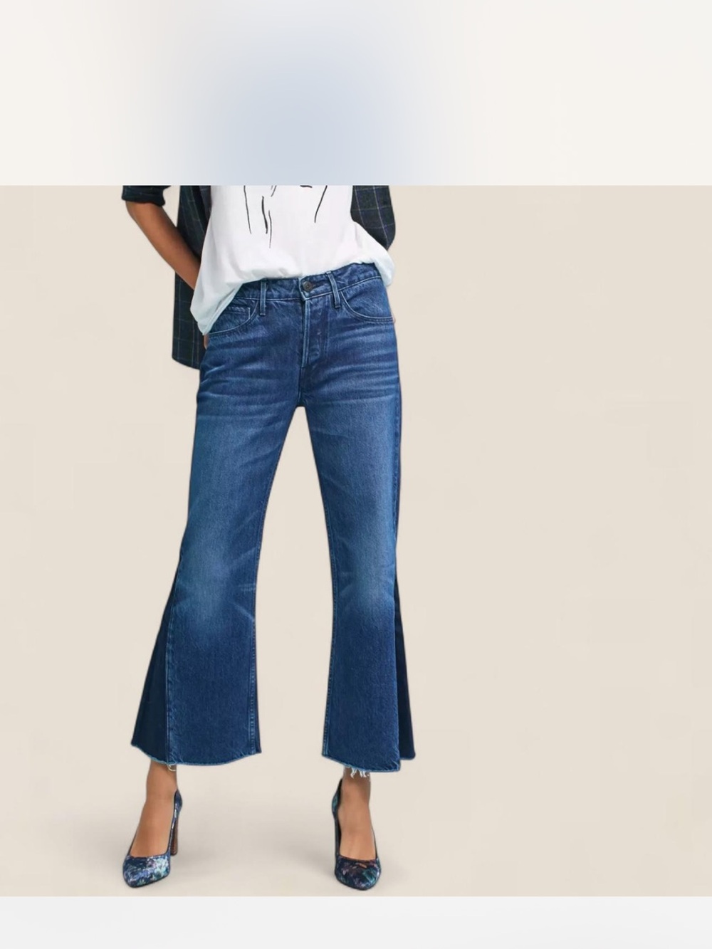 3x1 two tone flare jean